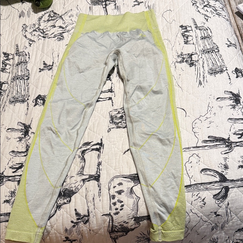 Gymshark Gray and Yellow Leggings